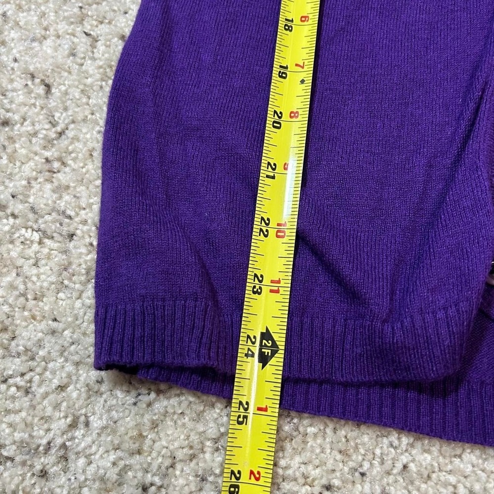 Y2K NY&CO Purple Cardigan Cuffed Half Sleeve Floral Embroidered Womens M - Picture 5 of 6